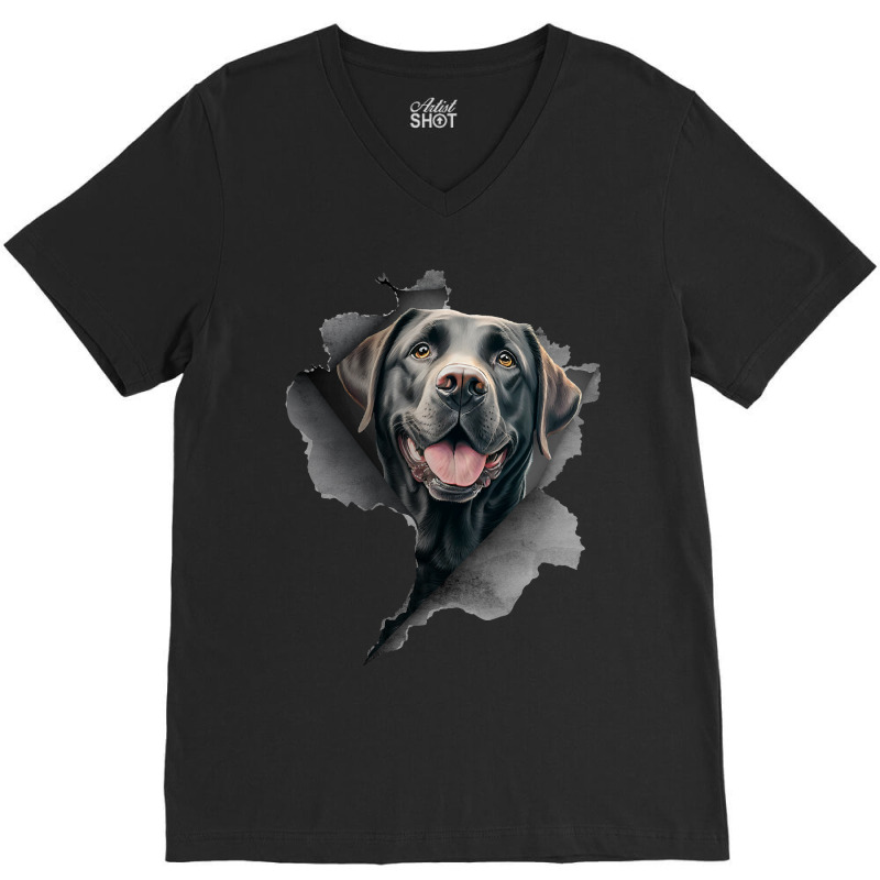 Labrador Retriever Peeking Funny Dog Mom Dad Rippe V-neck Tee | Artistshot