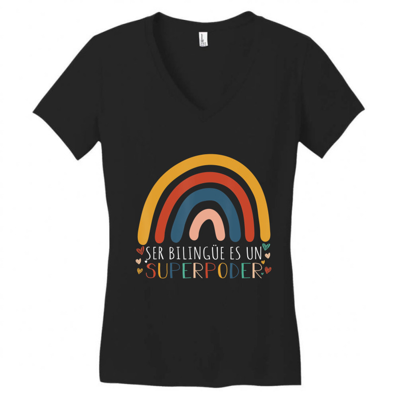 Ser Bilingue Es Un Superpoder Spanish Esl Teacher Women's V-Neck T-Shirt by validokel | Artistshot