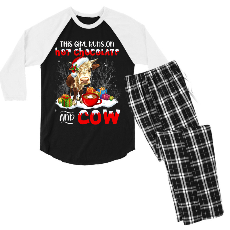 Cow Christmas Light Tree Cow Xmas Snow Lover 473 Men's 3/4 Sleeve Pajama Set | Artistshot