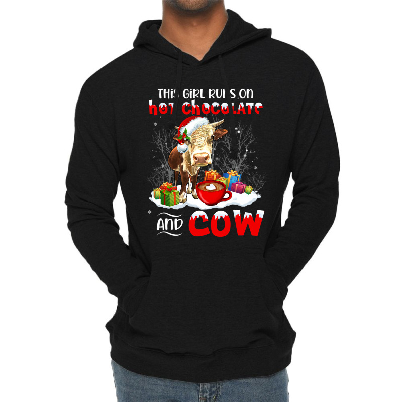 Cow Christmas Light Tree Cow Xmas Snow Lover 473 Lightweight Hoodie | Artistshot