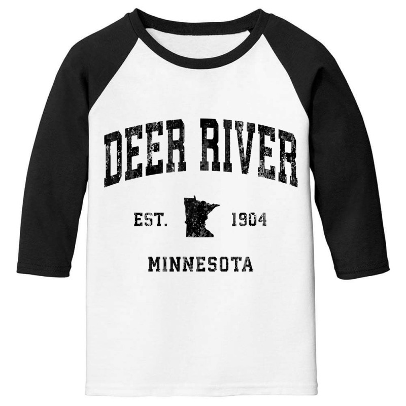 Deer River Minnesota Mn Vintage Athletic Black Spo Youth 3/4 Sleeve by galloywa | Artistshot