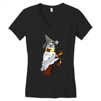 An Owl In A Hat And Stripey Scarf Women's V-neck T-shirt | Artistshot