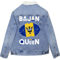 Womens Bajan Queen Shirt Barbados Flag Lips Barbad Unisex Sherpa-lined Denim Jacket | Artistshot