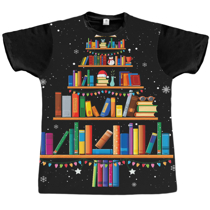 Christmas Library Tree Cute Book Lover Librarian X Graphic T-shirt by Fabulousam | Artistshot