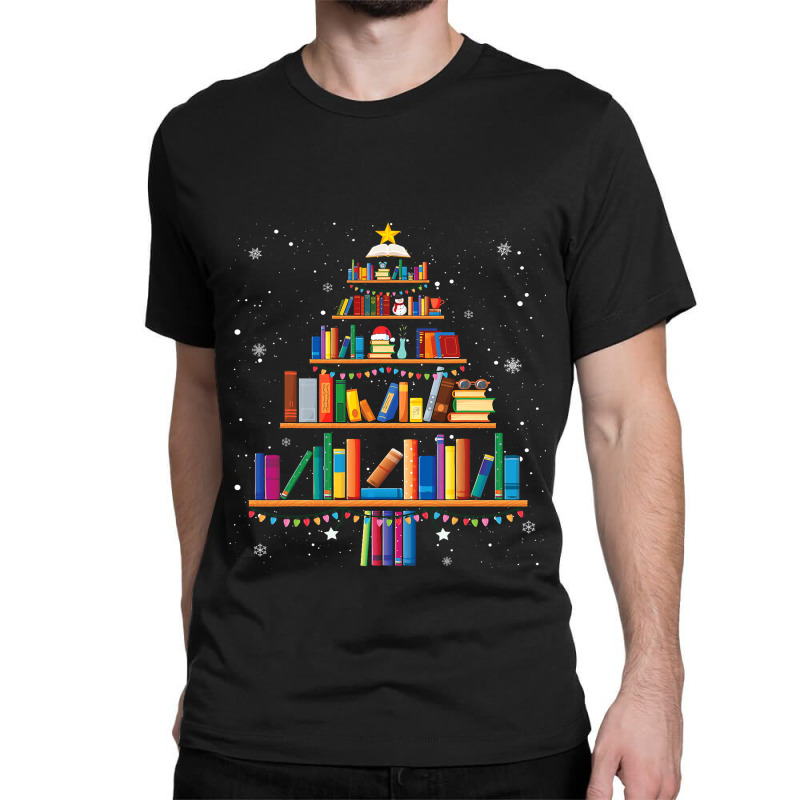 Christmas Library Tree Cute Book Lover Librarian X Classic T-shirt by Fabulousam | Artistshot