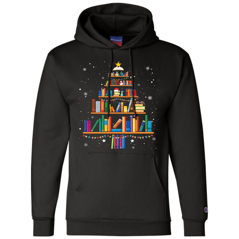 Christmas Library Tree Cute Book Lover Librarian X Champion Hoodie by Fabulousam | Artistshot