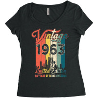 Vintage 1963 60 Years Of Being Awesome Gift Limite Women's Triblend Scoop T-shirt | Artistshot