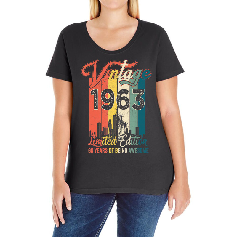 Vintage 1963 60 Years Of Being Awesome Gift Limite Ladies Curvy T-Shirt by bantonjo | Artistshot