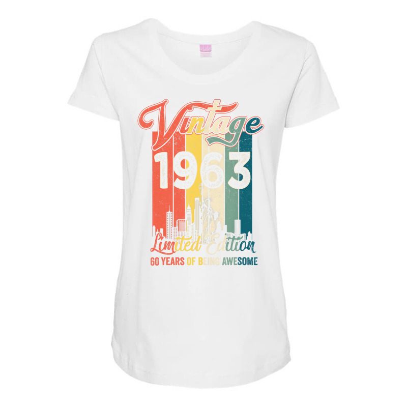 Vintage 1963 60 Years Of Being Awesome Gift Limite Maternity Scoop Neck T-shirt by bantonjo | Artistshot