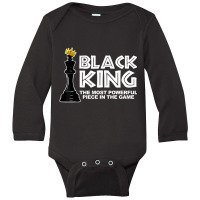 Black King The Most Powerful Piece In The The Game Long Sleeve Baby Bodysuit | Artistshot