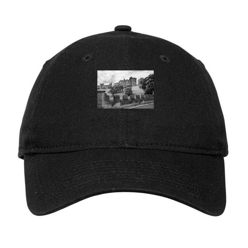 Alnwick Castle In Black And White 1 Adjustable Cap by cobelldanishr | Artistshot