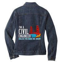 Civil Engineer Gift Funny Bridge Engineering 2 Ladies Denim Jacket | Artistshot