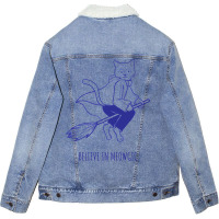 Believe In Magic Pun With Flying Witch Cat Unisex Sherpa-lined Denim Jacket | Artistshot