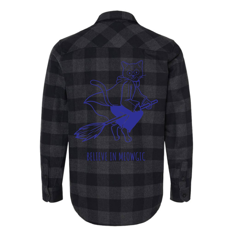 Believe In Magic Pun With Flying Witch Cat Flannel Shirt by alfanomearsb | Artistshot