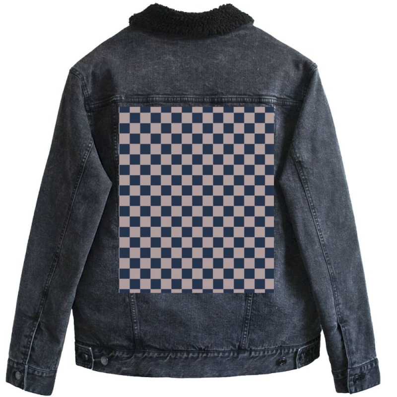 Blue And Grey Checks 1 Unisex Sherpa-Lined Denim Jacket by brodyjeunep | Artistshot