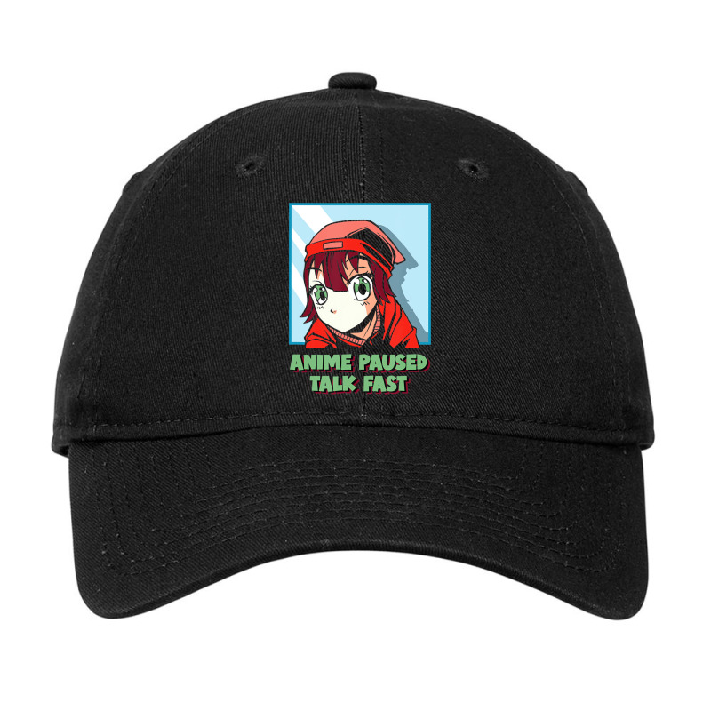 Anime Paused Talk Fast Manga Funny Japanese Animat Adjustable Cap | Artistshot