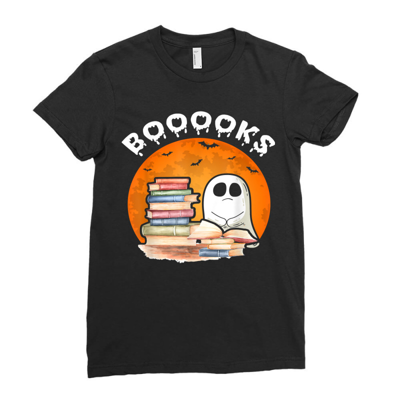 Book Books Ghost Reading Books Lovers Halloween Pa Ladies Fitted T-Shirt by Regorgeous | Artistshot