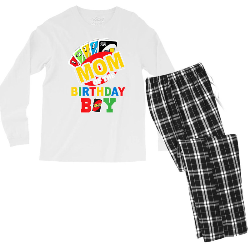 Mom Of The Birthday Boy Shirt Uno Mommy Mama 1st B Men's Long Sleeve Pajama Set | Artistshot