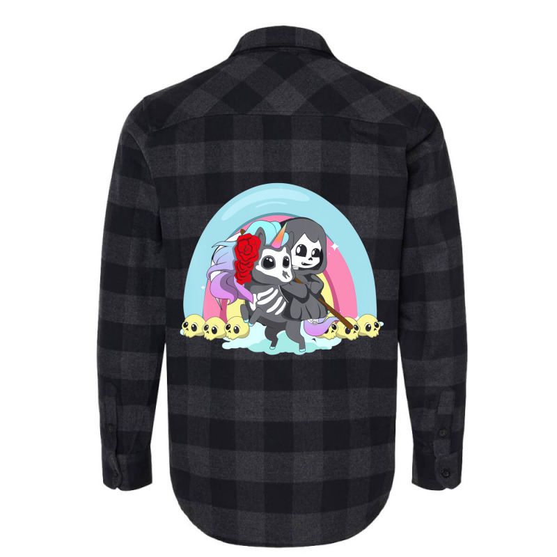 Kawaii Pastel Goth Unicorn And Grim Reaper Creepy Flannel Shirt by krumsiek | Artistshot