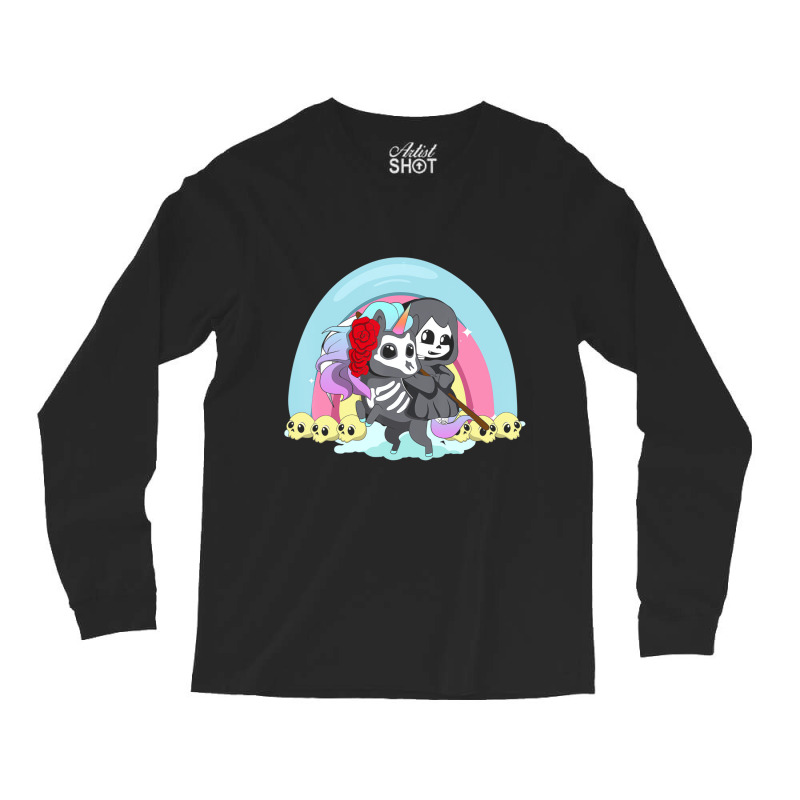 Kawaii Pastel Goth Unicorn And Grim Reaper Creepy Long Sleeve Shirts by krumsiek | Artistshot