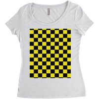 Black And Yellow Checks Women's Triblend Scoop T-shirt | Artistshot