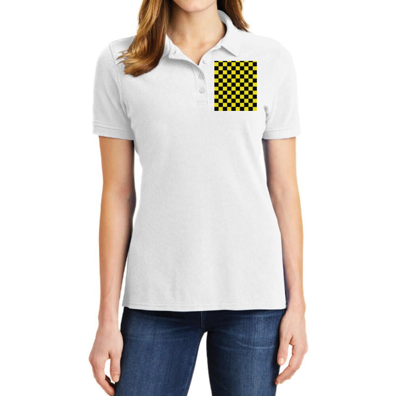 Black And Yellow Checks Ladies Polo Shirt by wilktopick1 | Artistshot