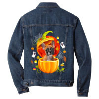 Boston Terrier Witch Pumpkin Halloween Dog Lover F Men Denim Jacket | Artistshot