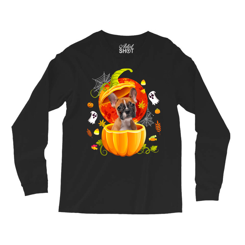 Boston Terrier Witch Pumpkin Halloween Dog Lover F Long Sleeve Shirts | Artistshot