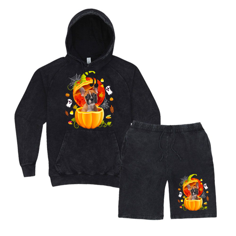 Boston Terrier Witch Pumpkin Halloween Dog Lover F Vintage Hoodie And Short Set | Artistshot
