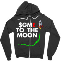 Gamestop Stock $gme To The Moon Zipper Hoodie | Artistshot