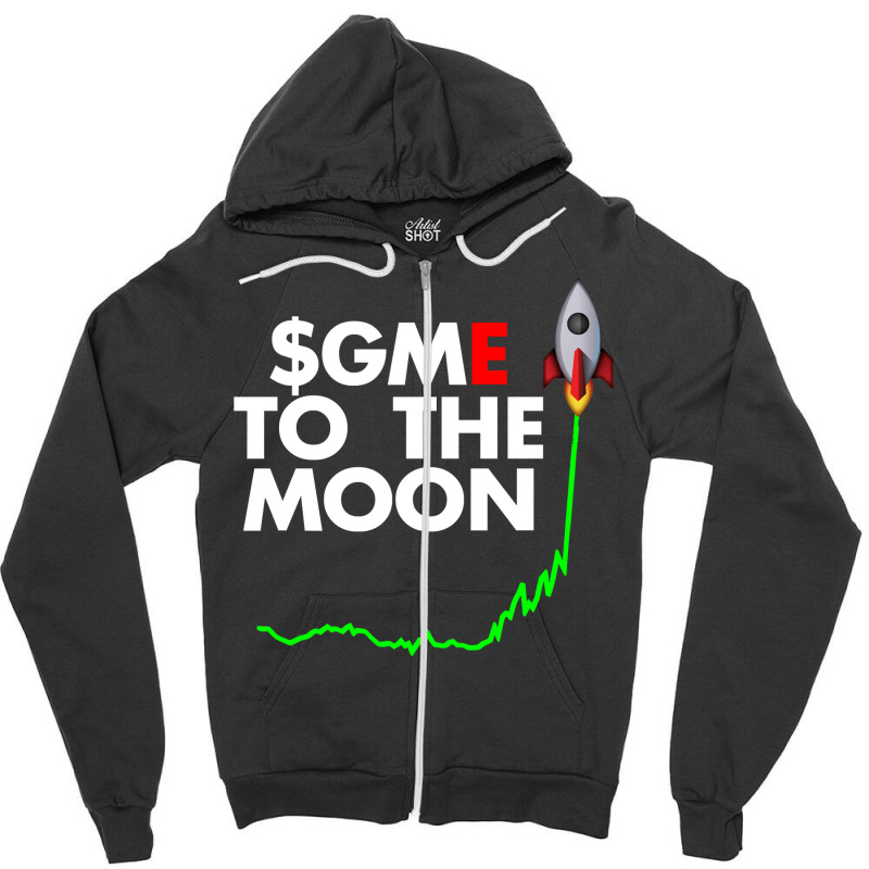 Gamestop Stock $gme To The Moon Zipper Hoodie by DanielPatrickGrasseschi | Artistshot