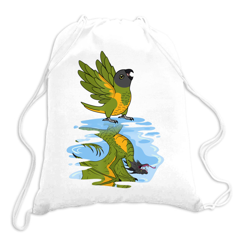 Parrot & Dragon Reflection I Senegal Parrot T Shir Drawstring Bags | Artistshot