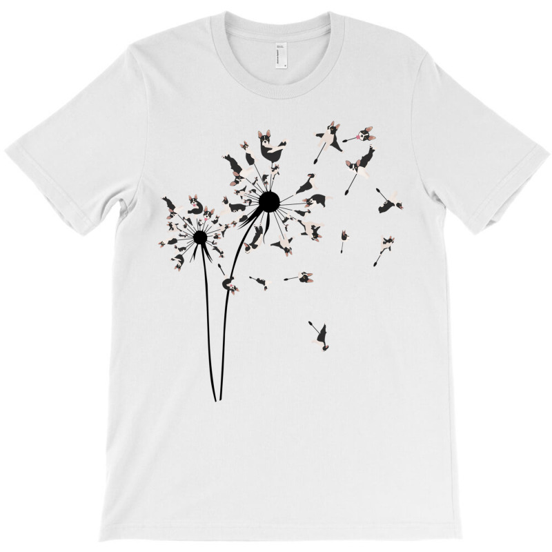 Dog Flower Fly Dandelion Boston Terrier Gifts Dog T-Shirt by coyagota | Artistshot