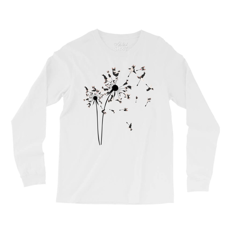 Dog Flower Fly Dandelion Boston Terrier Gifts Dog Long Sleeve Shirts by coyagota | Artistshot