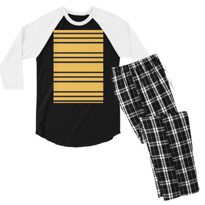 Black And Yellow Stripe Men's 3/4 Sleeve Pajama Set by cobelldanishr | Artistshot