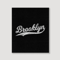 Brooklyn New York Retro Vintage Sports Script Curs Portrait Canvas Print | Artistshot