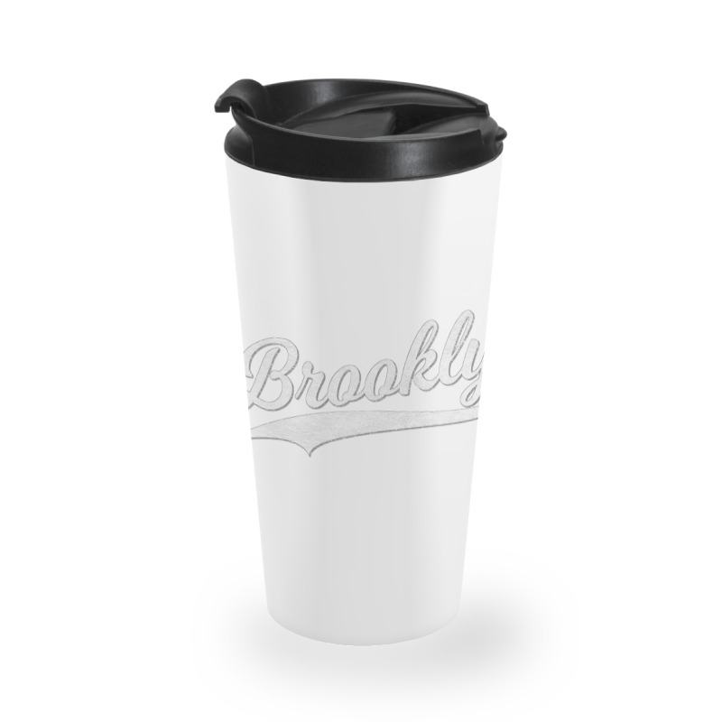 Brooklyn New York Retro Vintage Sports Script Curs Travel Mug | Artistshot