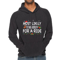 Most Likely To Rudolph For A Ride Family Matching Vintage Hoodie | Artistshot