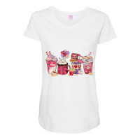 Pink Valentine Latte Iced Coffee Candy Heart Women Maternity Scoop Neck T-shirt | Artistshot