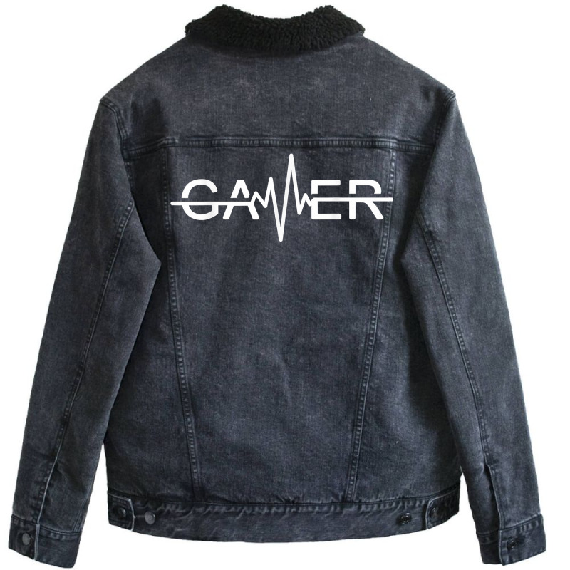 Gamer Heartbeat Video Games Graphic T Shirt Unisex Sherpa-lined Denim Jacket | Artistshot