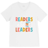 Readers Are Leaders Boho Leopard Book Lover Back T V-neck Tee | Artistshot