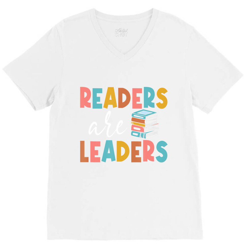 Readers Are Leaders Boho Leopard Book Lover Back T V-Neck Tee by bettincam | Artistshot