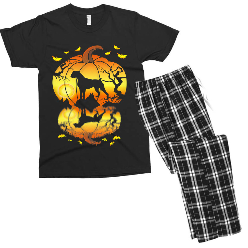Boxer Dog Water Reflection In A Pumpkin Halloween  Men's T-shirt Pajama Set | Artistshot