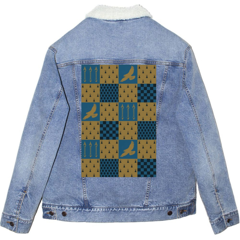 Blue And Yellow Bird Pattern Unisex Sherpa-Lined Denim Jacket by laphammerlox | Artistshot