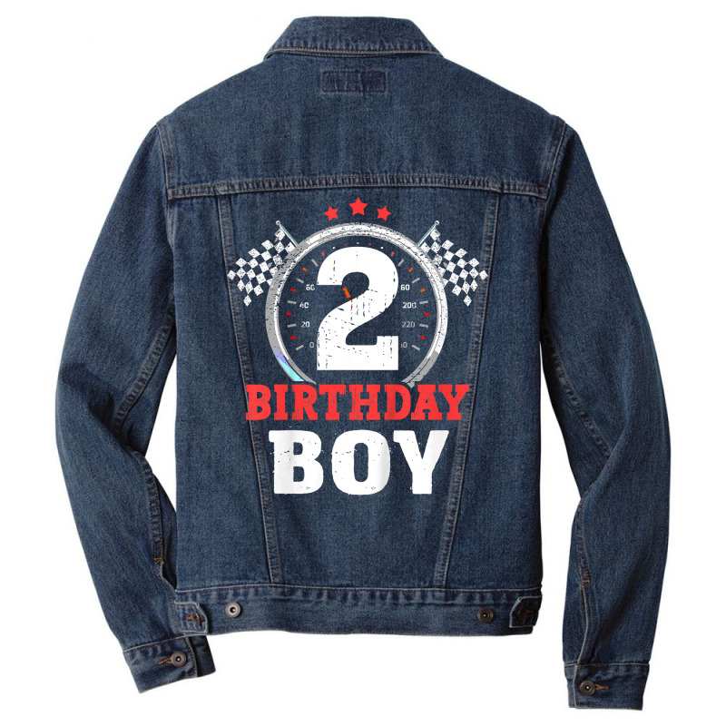 Kids Birthday Boy 2 Two Race Car 2nd Birthday Raci Men Denim Jacket | Artistshot