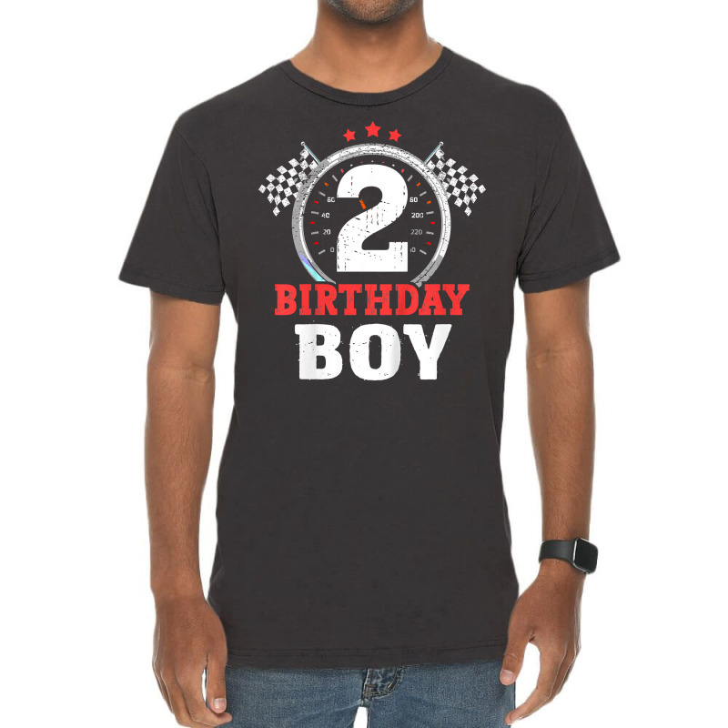 Kids Birthday Boy 2 Two Race Car 2nd Birthday Raci Vintage T-shirt | Artistshot