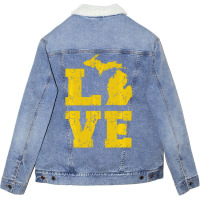 Michigan Love Mi Vintage Sweatshirt Unisex Sherpa-lined Denim Jacket | Artistshot