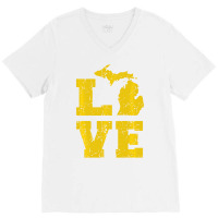 Michigan Love Mi Vintage Sweatshirt V-neck Tee | Artistshot