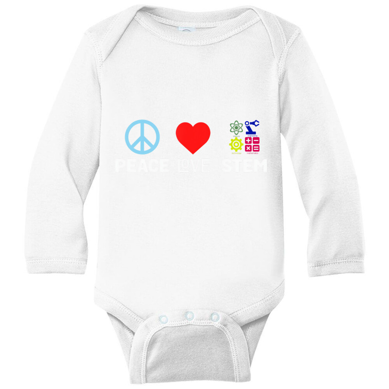 Peace Love Stem Science Technology Engineering Mat Long Sleeve Baby Bodysuit | Artistshot