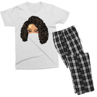 Afro Messy Bun Light Skin Natural Hair Men's T-shirt Pajama Set | Artistshot